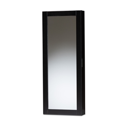 Baxton Studio Pontus Modern and Contemporary Black Finished Wood Wall-Mountable Jewelry Armoire with Mirror